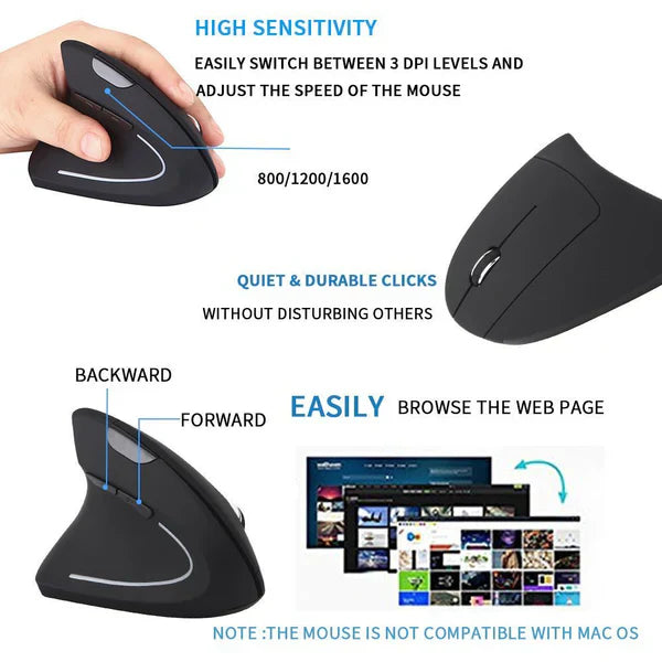 Left Hand Vertical Mouse Wireless Mouse